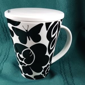French Bulls Black and White Butterfly mug with lid